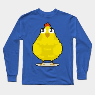 Chicken Charisma: Pixel Art Chicken Design for Quirky Fashion Long Sleeve T-Shirt
